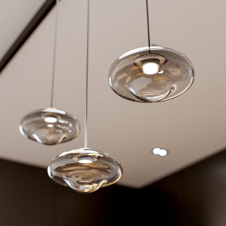 Designové svítidlo Aura ručně vyrobené z porcelánu a foukaného českého křišťálu.