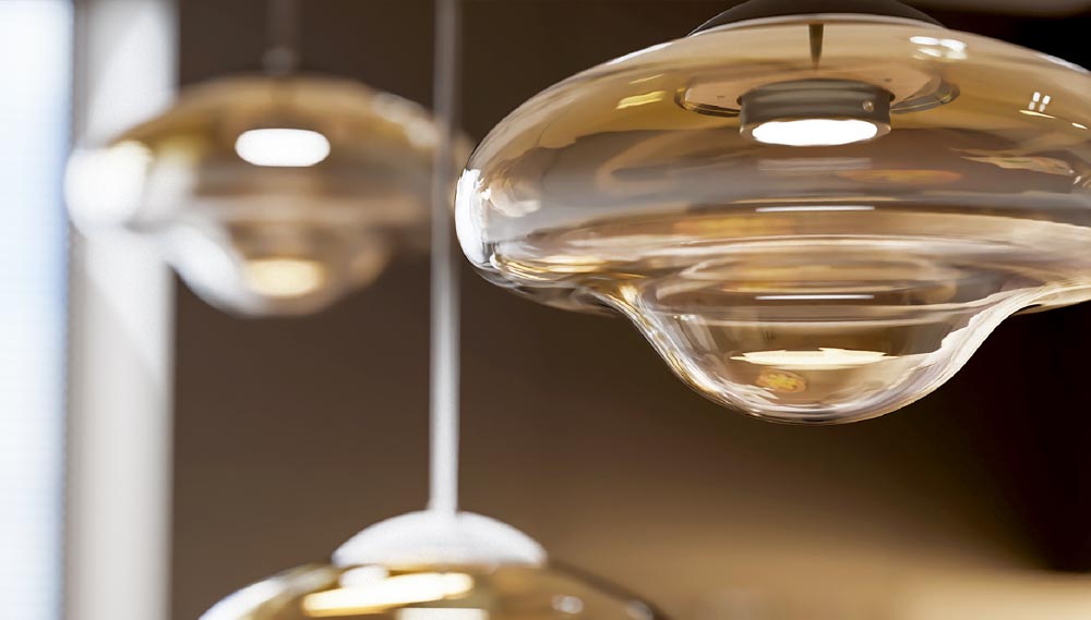 Designové svítidlo Aura ručně vyrobené z porcelánu a foukaného českého křišťálu.