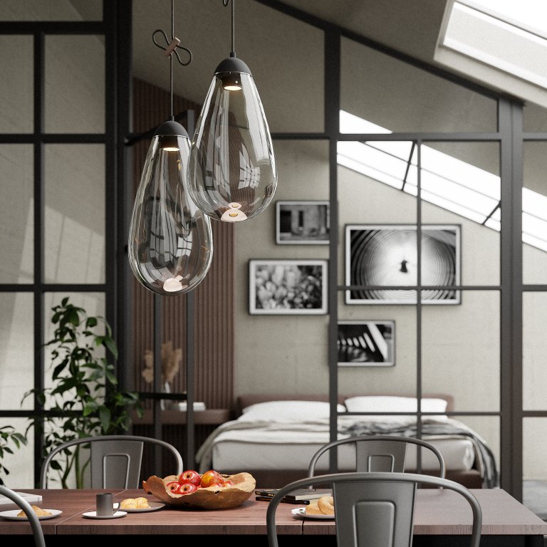 Flow Lila Bohemia crystal chandeliers in a modern interior